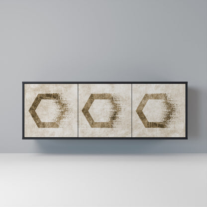 HEXAGONAL SHAPES Madia a 3 Ante in Finitura Nera