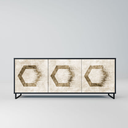 HEXAGONAL SHAPES 3-Door Sideboard in Black Finish