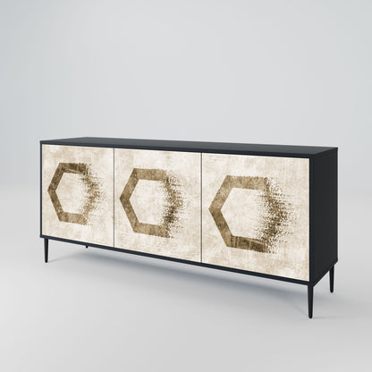 HEXAGONAL SHAPES 3-Door Sideboard in Black Finish