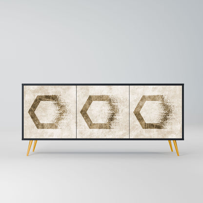 HEXAGONAL SHAPES 3-Door Sideboard in Black Finish