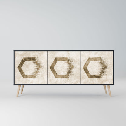HEXAGONAL SHAPES 3-Door Sideboard in Black Finish