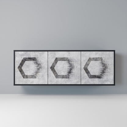 HEXAGONAL FIGURES Madia a 3 Ante in Finitura Nera