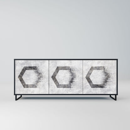 HEXAGONAL FIGURES 3-Door Sideboard in Black Finish