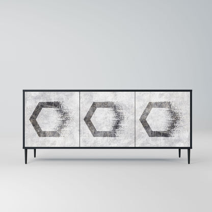 HEXAGONAL FIGURES 3-Door Sideboard in Black Finish