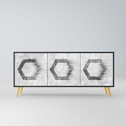 HEXAGONAL FIGURES 3-Door Sideboard in Black Finish