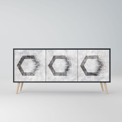 HEXAGONAL FIGURES 3-Door Sideboard in Black Finish