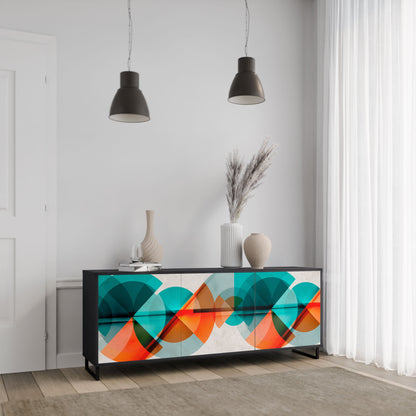 Credenza CIRCULAR RHAPSODY a 3 ante in finitura nera