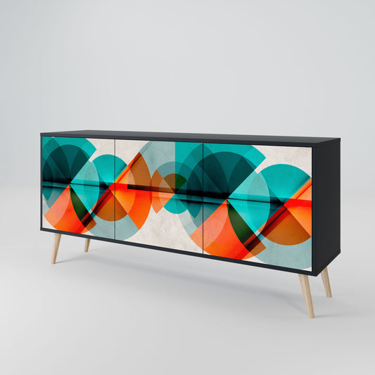 Credenza CIRCULAR RHAPSODY a 3 ante in finitura nera