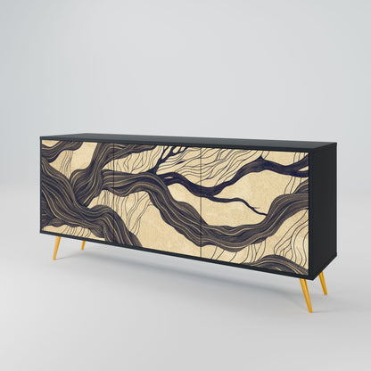 Credenza a 3 ante UNIFIED FRAGMENTS in finitura nera