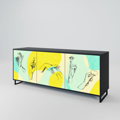 BODY LANGUAGE Credenza a 3 ante in finitura nera