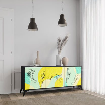 BODY LANGUAGE Credenza a 3 ante in finitura nera
