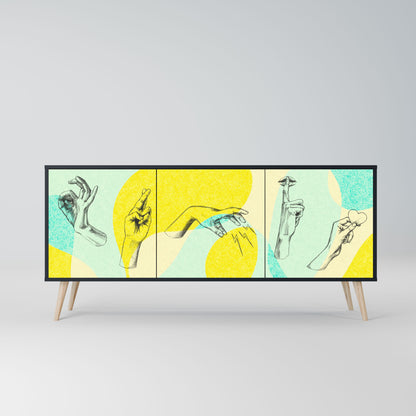 BODY LANGUAGE Credenza a 3 ante in finitura nera