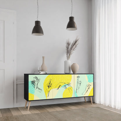 BODY LANGUAGE Credenza a 3 ante in finitura nera