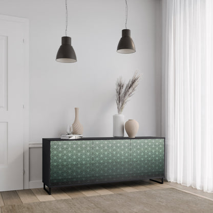 Credenza ORNAMENTAL GLIMMER a 3 ante in finitura nera