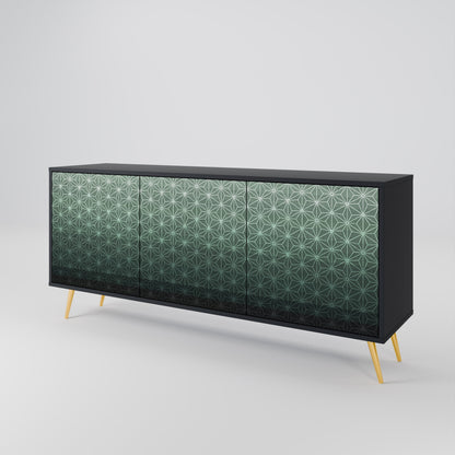 Credenza ORNAMENTAL GLIMMER a 3 ante in finitura nera