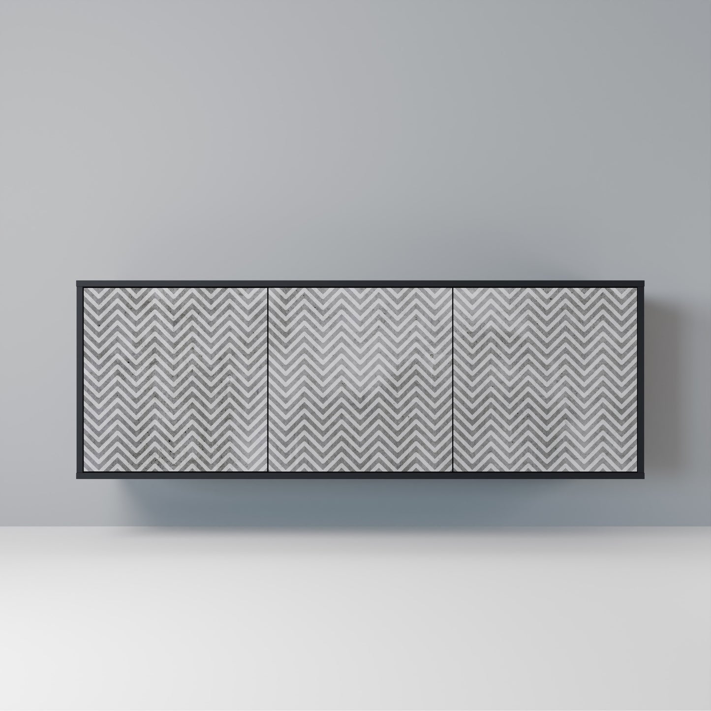 CONCRETE ZIG ZAG Madia a 3 Ante in Finitura Nera
