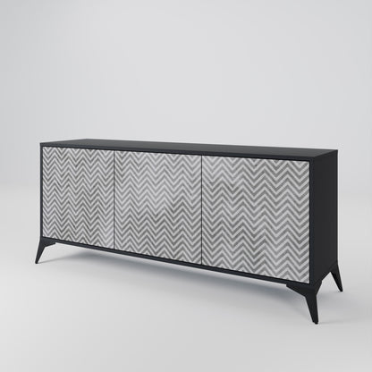 Credenza CONCRETE ZIG ZAG a 3 ante in finitura nera