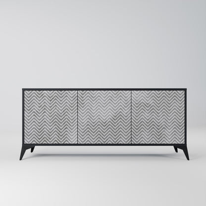 Credenza CONCRETE ZIG ZAG a 3 ante in finitura nera