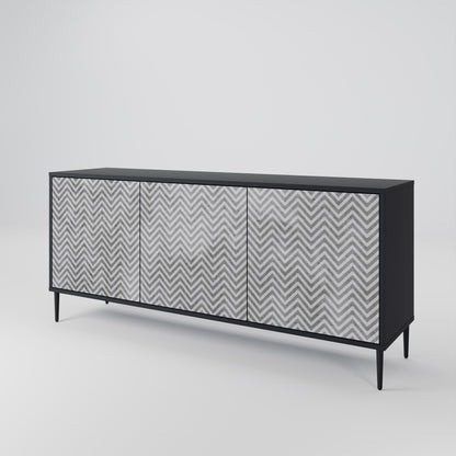 Credenza CONCRETE ZIG ZAG a 3 ante in finitura nera