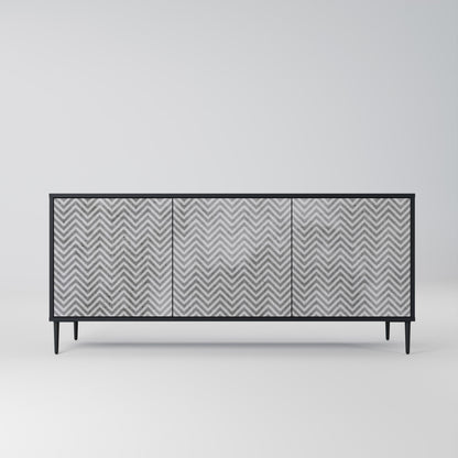 Credenza CONCRETE ZIG ZAG a 3 ante in finitura nera