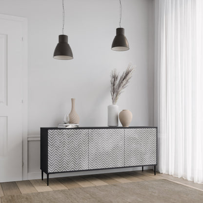 Credenza CONCRETE ZIG ZAG a 3 ante in finitura nera