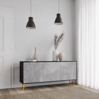 Credenza CONCRETE ZIG ZAG a 3 ante in finitura nera