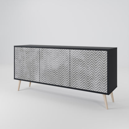 Credenza CONCRETE ZIG ZAG a 3 ante in finitura nera