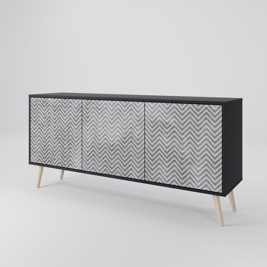 Credenza CONCRETE ZIG ZAG a 3 ante in finitura nera