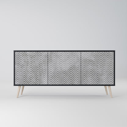 Credenza CONCRETE ZIG ZAG a 3 ante in finitura nera