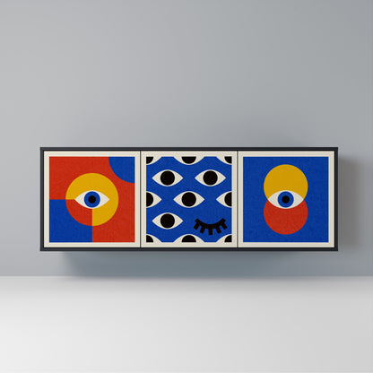 GEOMETRIC EYES Madia a 3 Ante in Finitura Nera