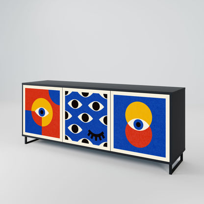 Credenza a 3 ante GEOMETRIC EYES in finitura nera