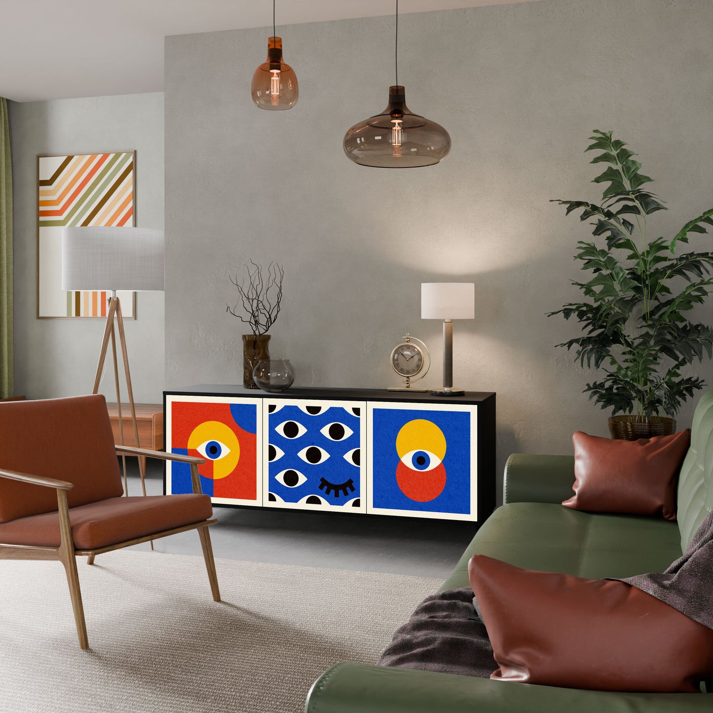 Credenza a 3 ante GEOMETRIC EYES in finitura nera
