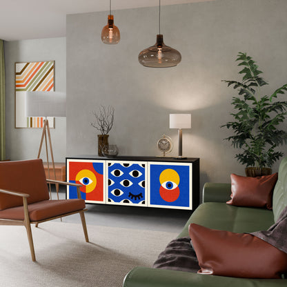 Credenza a 3 ante GEOMETRIC EYES in finitura nera