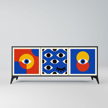 Credenza a 3 ante GEOMETRIC EYES in finitura nera