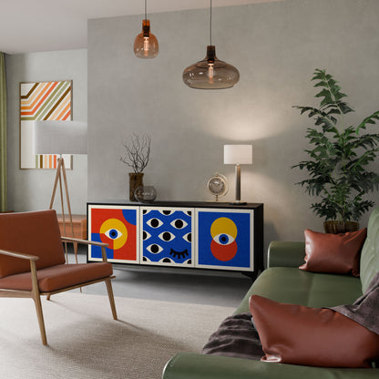 Credenza a 3 ante GEOMETRIC EYES in finitura nera