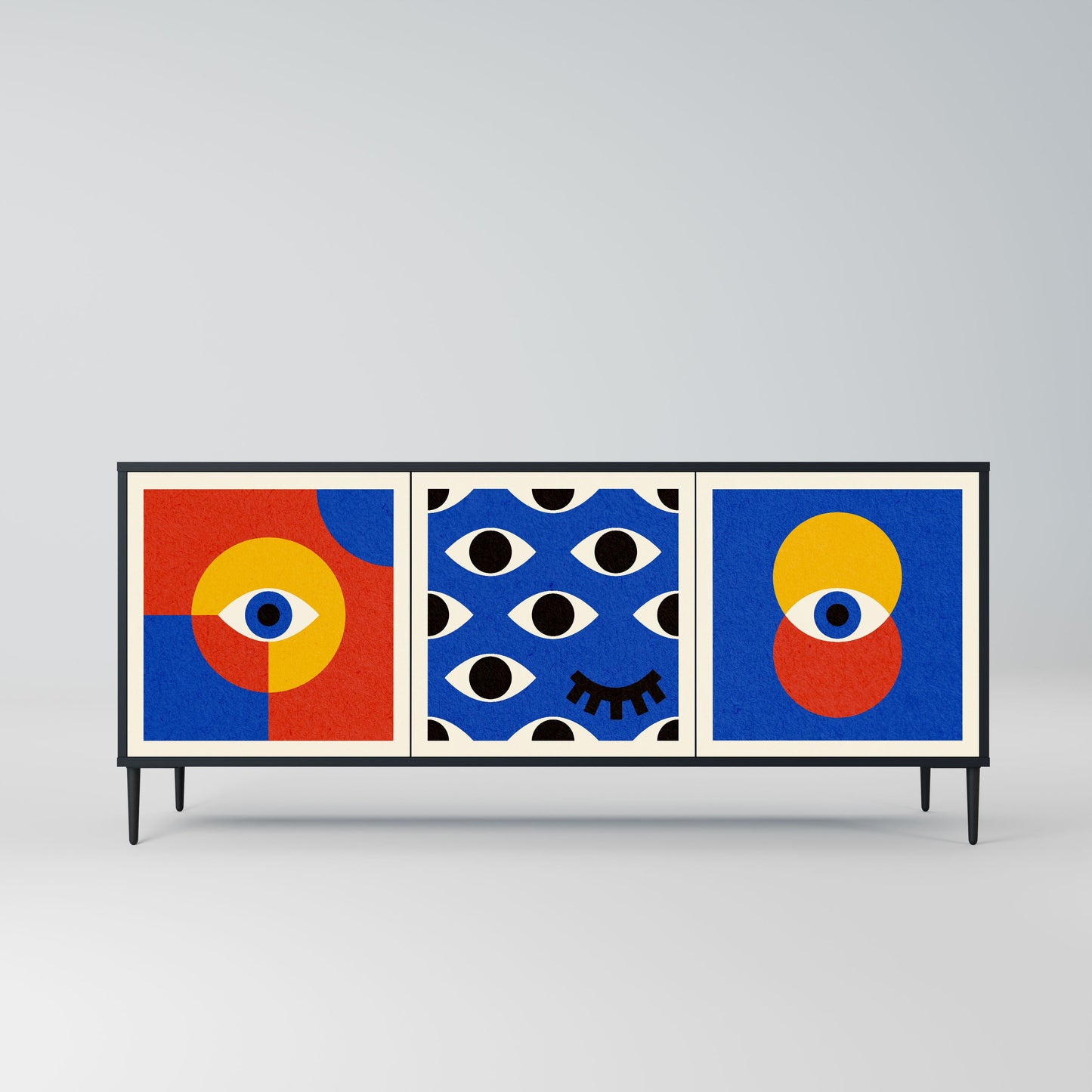 Credenza a 3 ante GEOMETRIC EYES in finitura nera