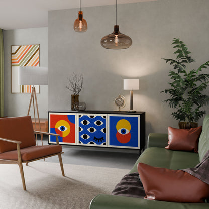 Credenza a 3 ante GEOMETRIC EYES in finitura nera