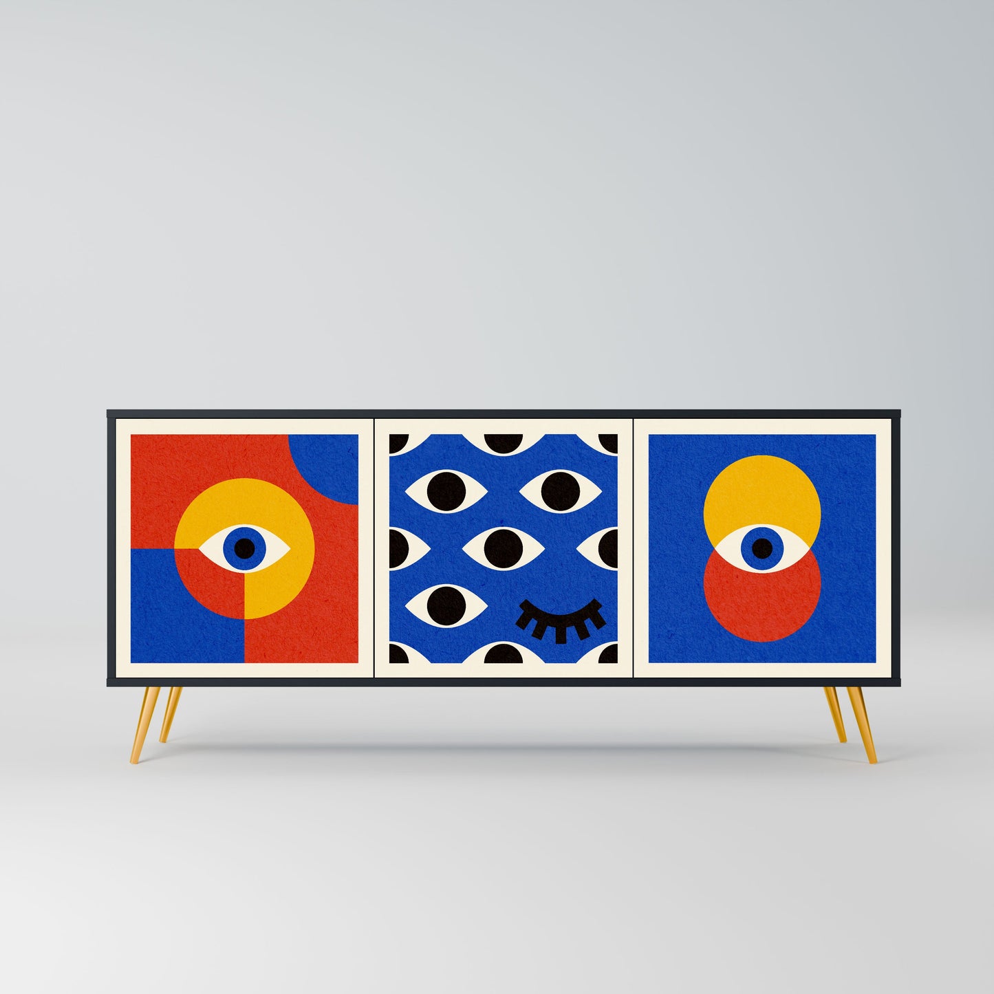 Credenza a 3 ante GEOMETRIC EYES in finitura nera