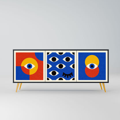 Credenza a 3 ante GEOMETRIC EYES in finitura nera