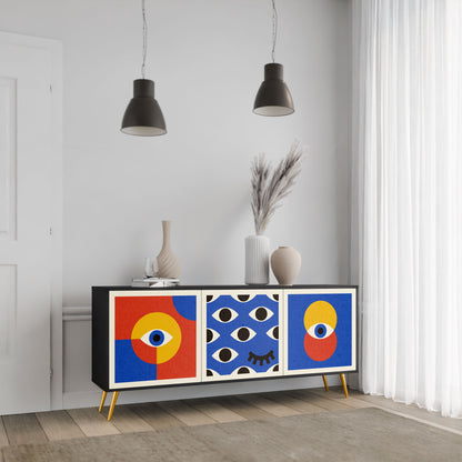 Credenza a 3 ante GEOMETRIC EYES in finitura nera
