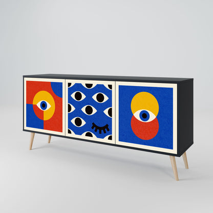 Credenza a 3 ante GEOMETRIC EYES in finitura nera