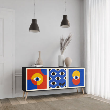 Credenza a 3 ante GEOMETRIC EYES in finitura nera