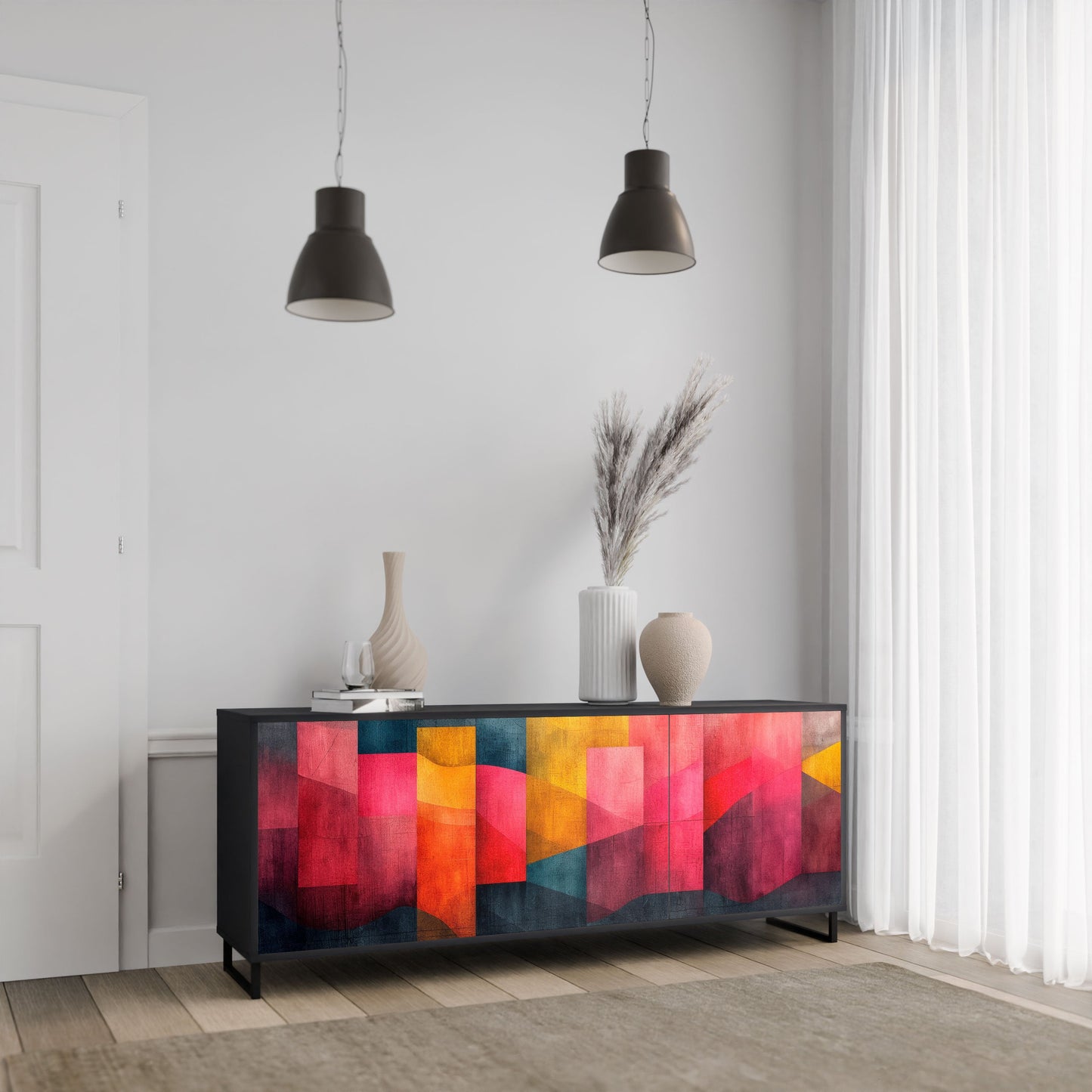 Credenza a 3 ante COLORFUL SOUNDS in finitura nera