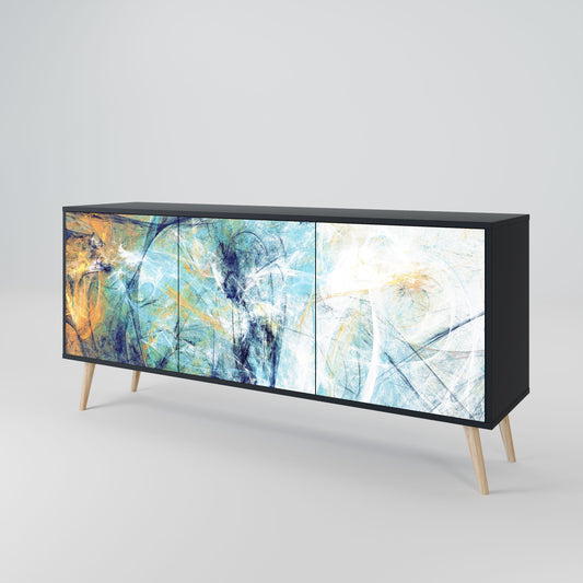 Credenza a 3 ante ABSTRACT THOUGHTS in finitura nera