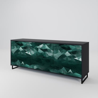 Credenza a 3 ante POLYGONAL FLOATING in finitura nera
