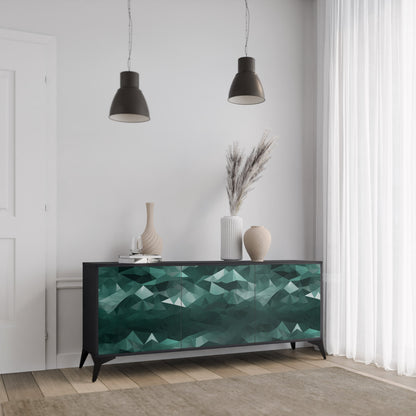 Credenza a 3 ante POLYGONAL FLOATING in finitura nera