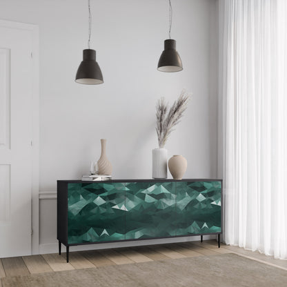 Credenza a 3 ante POLYGONAL FLOATING in finitura nera