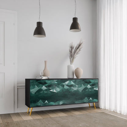 Credenza a 3 ante POLYGONAL FLOATING in finitura nera