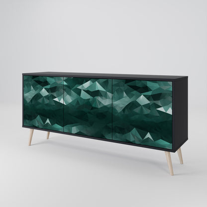 Credenza a 3 ante POLYGONAL FLOATING in finitura nera