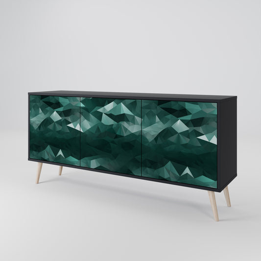 Credenza a 3 ante POLYGONAL FLOATING in finitura nera